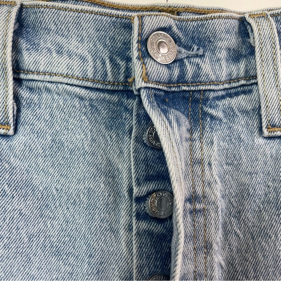 Levi's 501 Original Button Fly High Waist Destroyed Cutoff Denim Shorts Size 29 - Picture 6 of 16